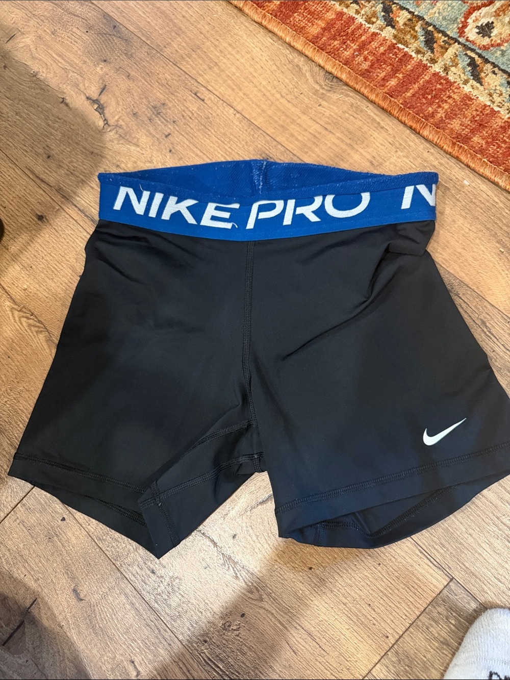 Nike Black Bike Shorts with Blue Nike Pro Waistband